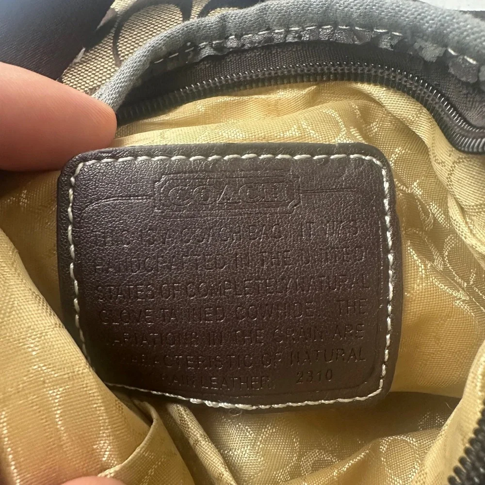 Coach Crossbody Bag Brown Signature Monogram Zip Canvas Outdoor